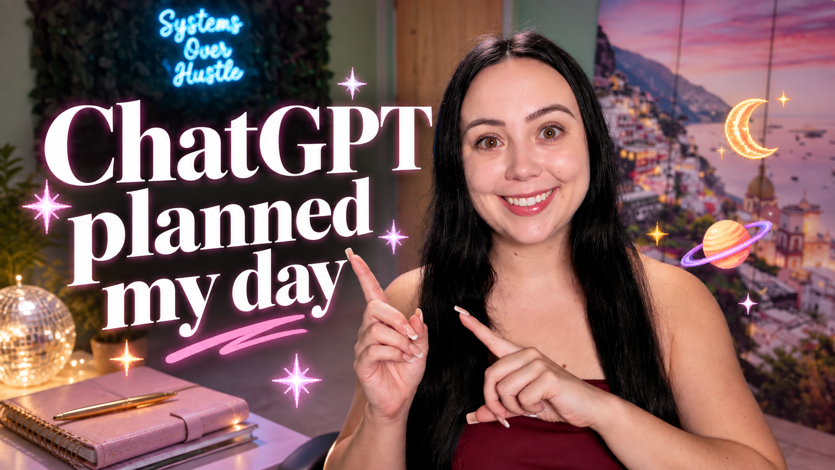 Samantha Warren pointing at the title ChatGPT planned my day