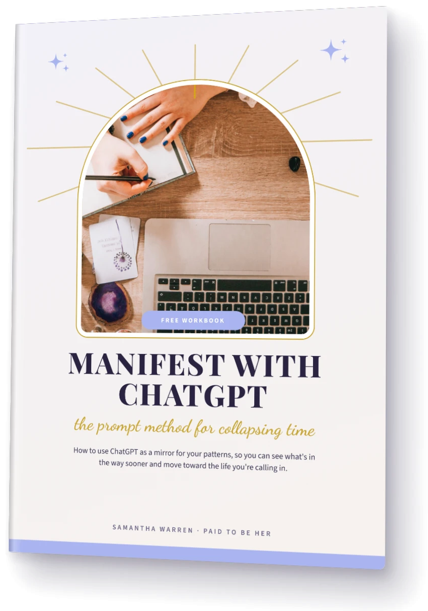 Manifest with ChatGPT free workbook cover mockup: the prompt method for collapsing time